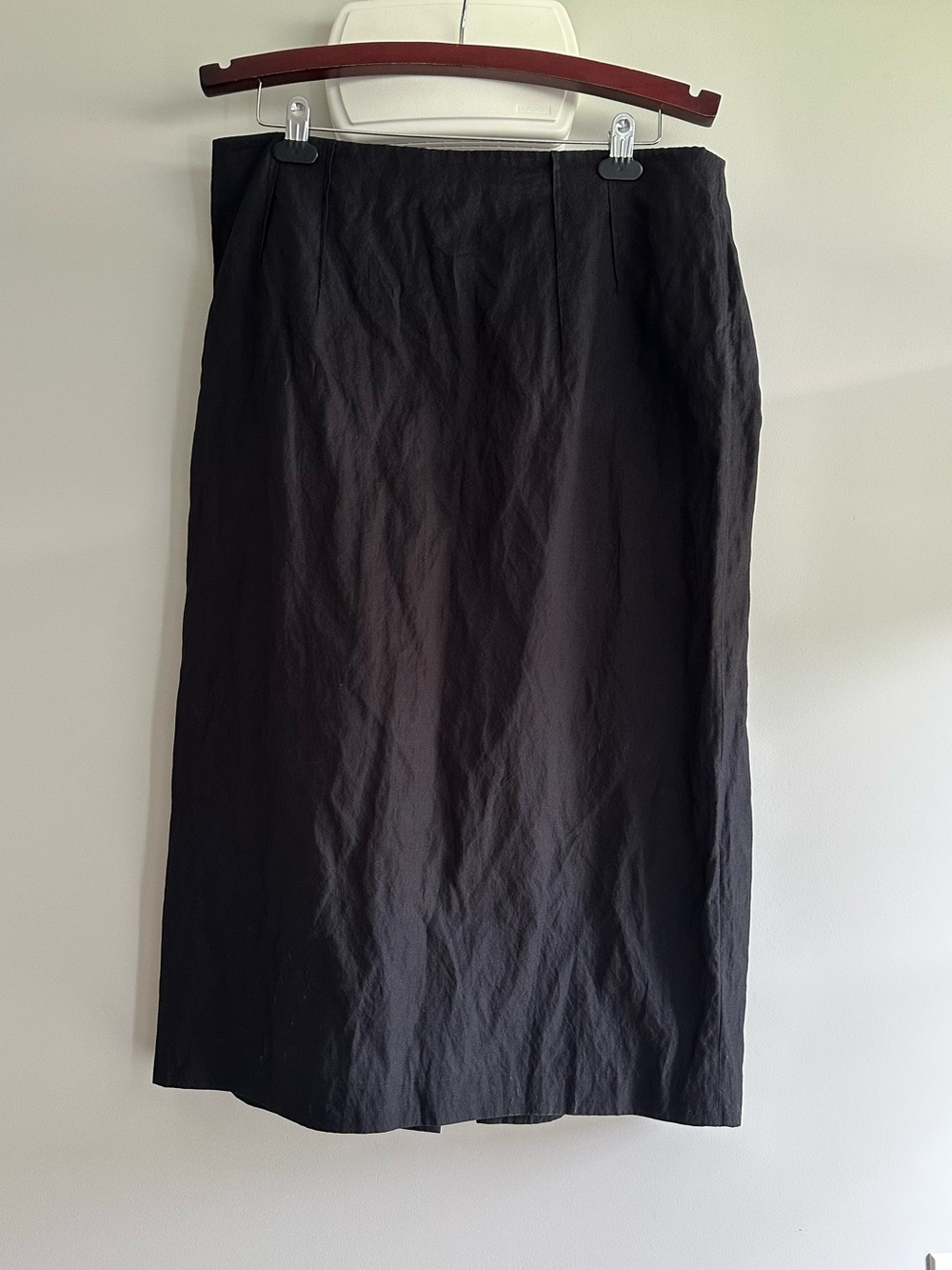 Lafayette 148 New York Black Crinkle Long Skirt Sz 14.